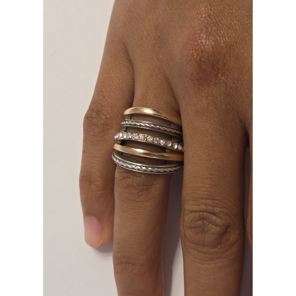 Brighton Neptune's Rings J62303 Multi Row Mixed Metals Ring Size 7